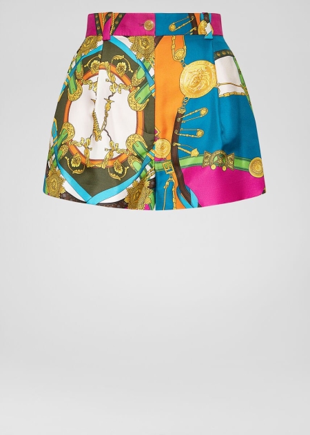 Versace Barocco Rodeo Print Silk Shorts Dam - 498135BXV